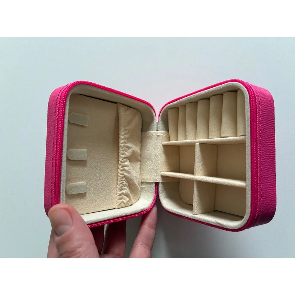 Pink Travel Jewelry Organizer Box Zippered Case Storage Portable‎ Small